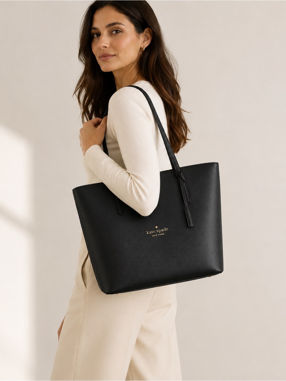 Kate Spade New York Black Saffiano Leather Tote Bag